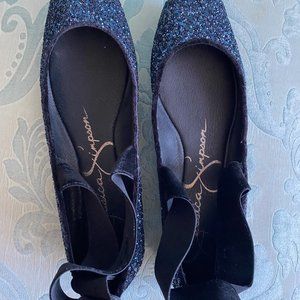 Navy sparkly ballet slipper flats